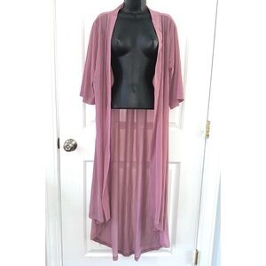 Crazy Train Stretchy Mesh Purple Long Short Sleeve Duster Shawl